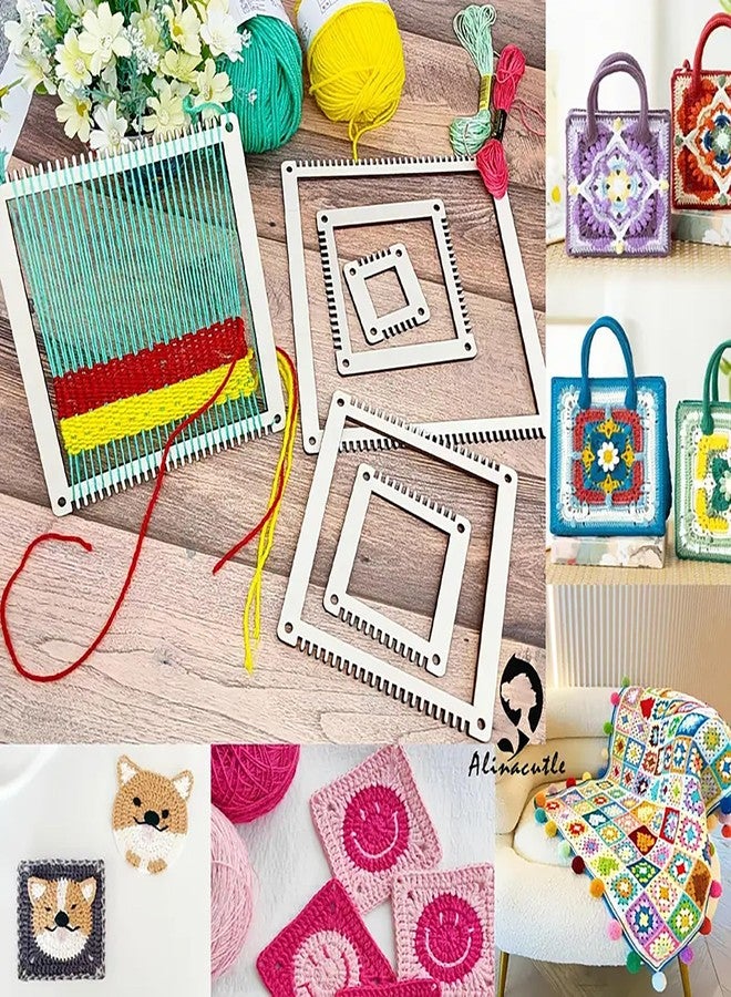 Cliths 6 Pcs Square Weaving Loom Kit for DIY Craft Yarn Wall Hanging Frames for Beginners Kids Textile Art Home Decor Macrame Crochet Tool Set - Image 4